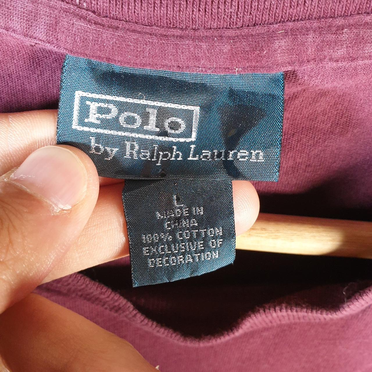 Vintage Ralph Lauren T Shirt Men’s Large Burgundy Custom Fit Embroidered Pony