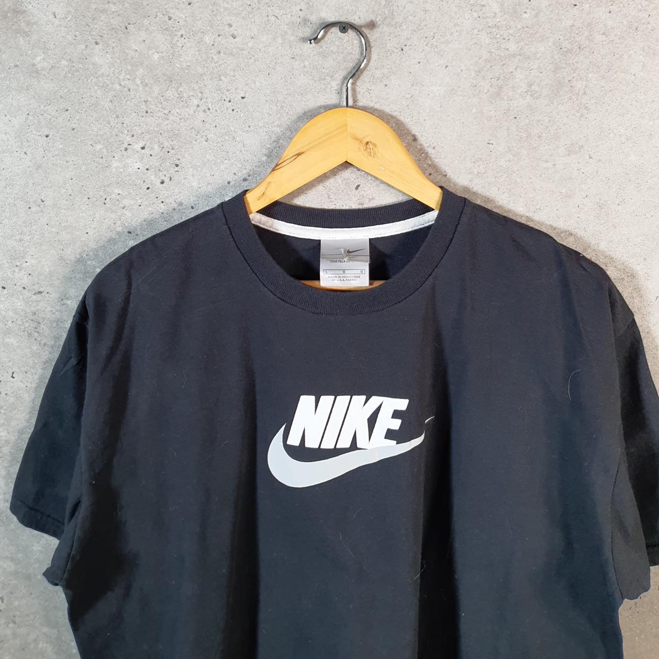 Vintage Nike 90s USA T Shirt Men’s Large Black Printed Single Swoosh Logo Athletic Big Fish Vintage