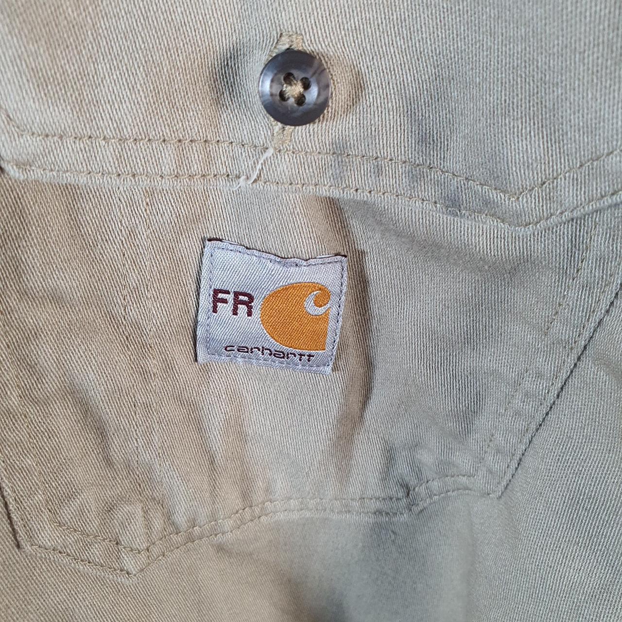 Vintage Carhartt FR Shirt Button Down Mens XL Brown Long Sleeve Chore Utility Relaxed