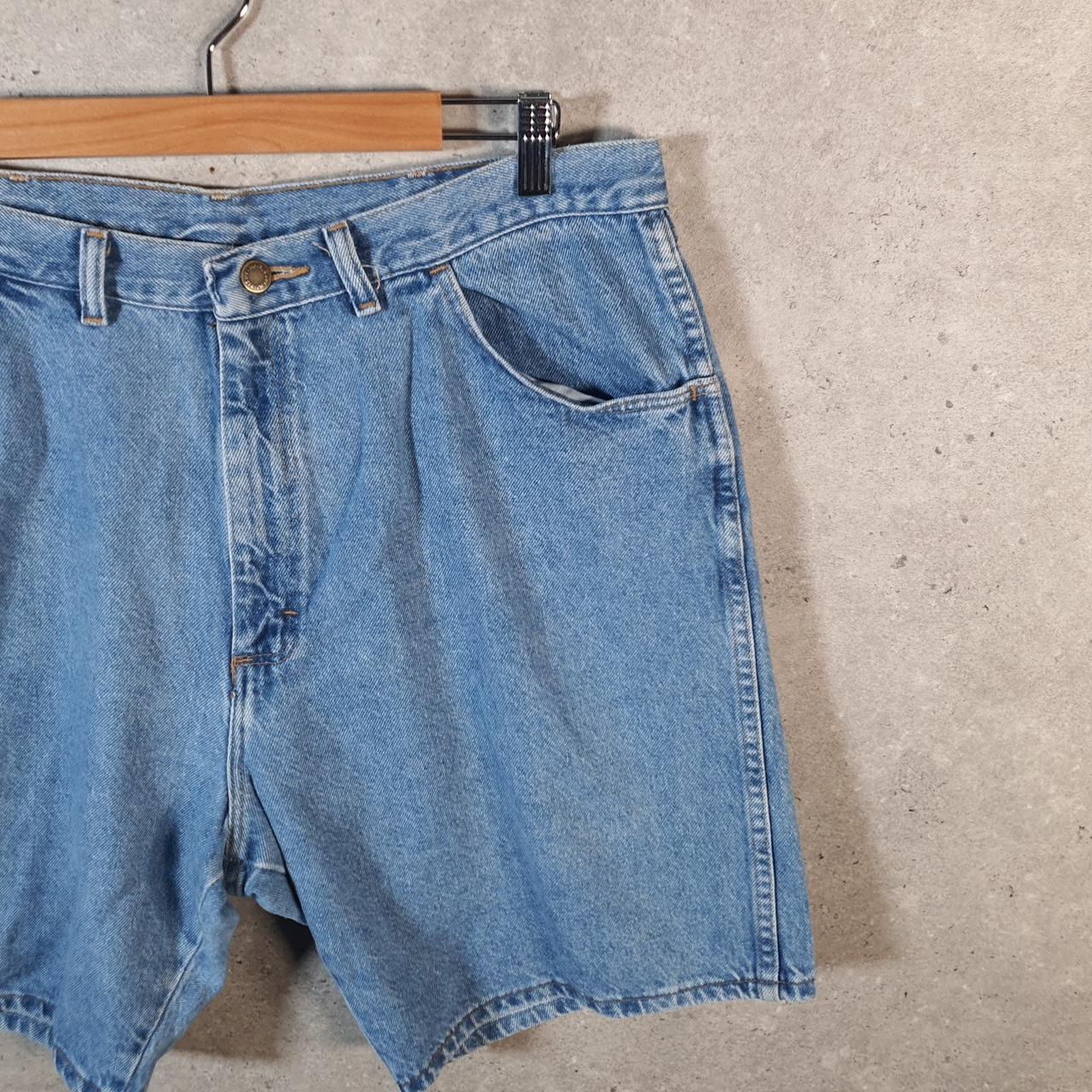 Vintage Wrangler Denim Shorts Jorts Cargo Men’s W38 Relaxed Blue Baggy Cotton