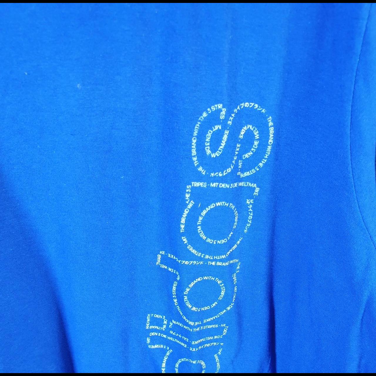 Vintage Adidas Amplifier Spellout T Shirt Men’s 2XL Blue Three Stripes Logo Athletic