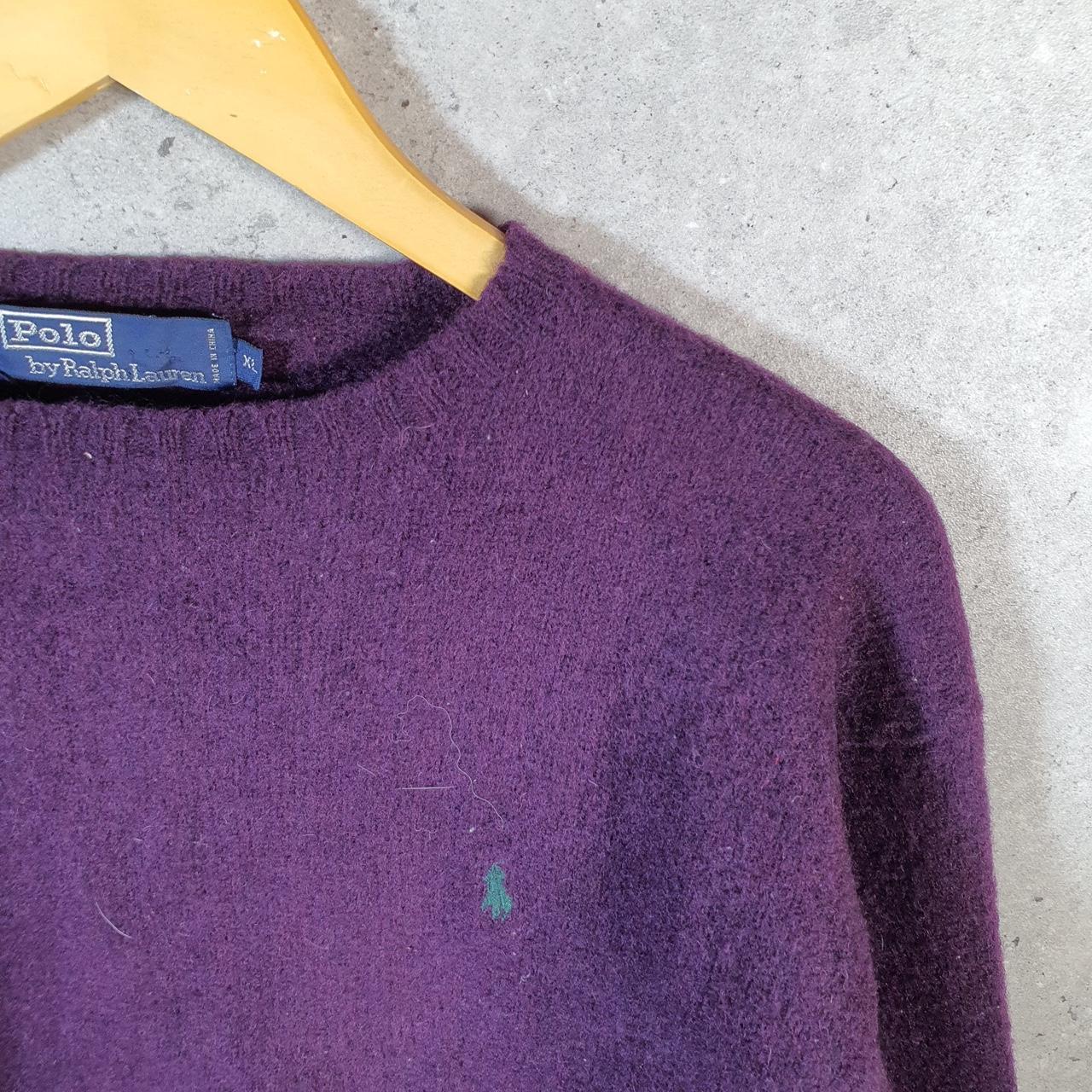 Vintage Ralph Lauren LambsWool Polo Knit Sweatshirt Womens Medium Purple Pony