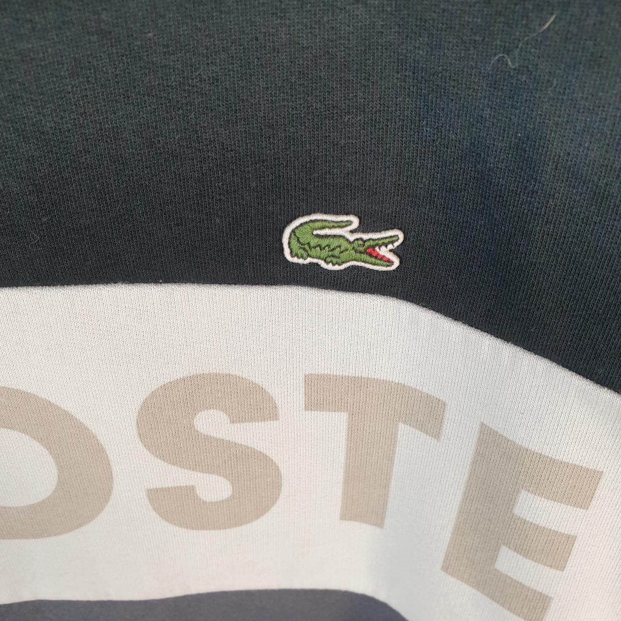 Vintage Lacoste Sweatshirt Men’s Large Black Pullover Logo Y2K Jumper Logo