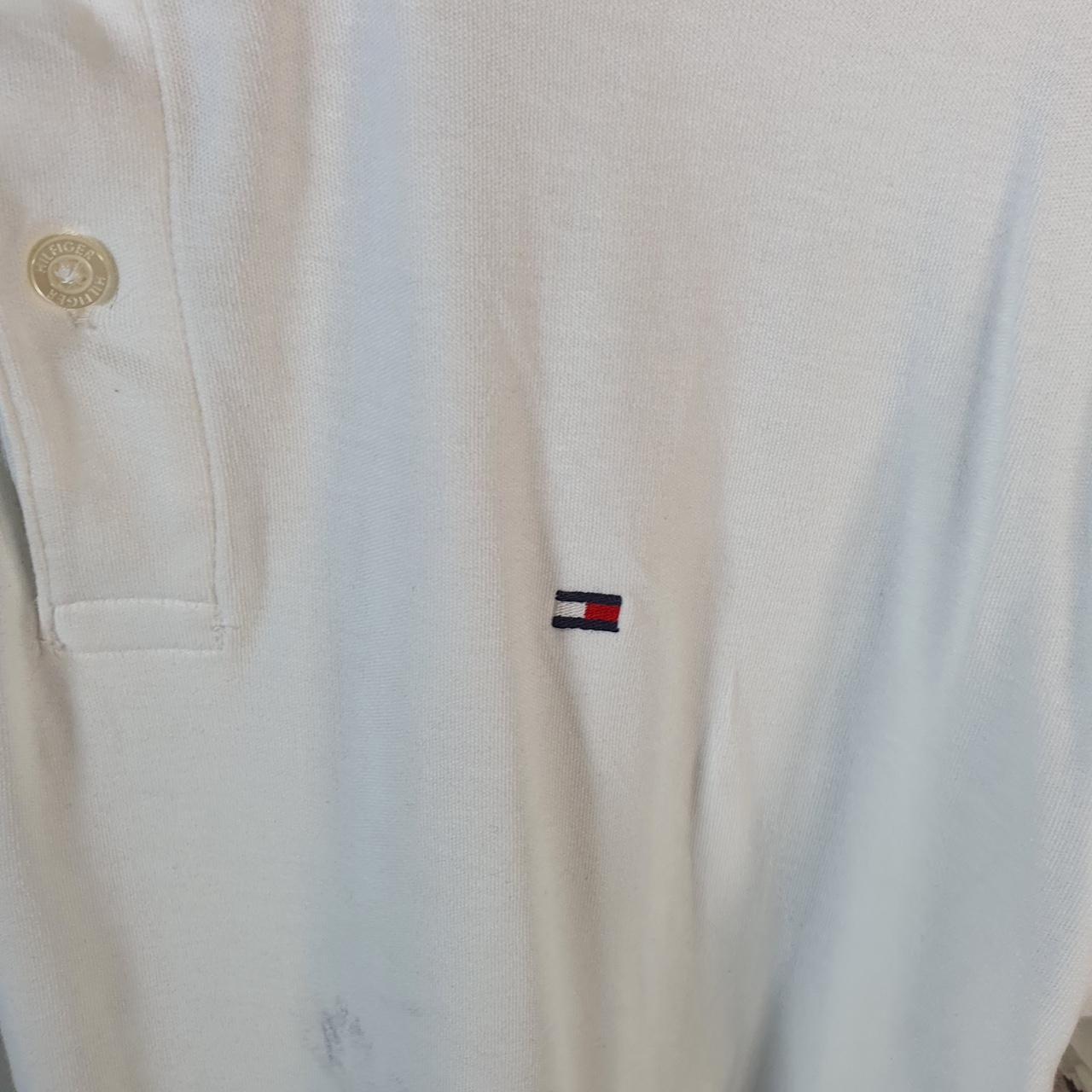 Vintage Tommy Hilfiger Polo Shirt Men’s Large White Custom Fit Embroidered Logo