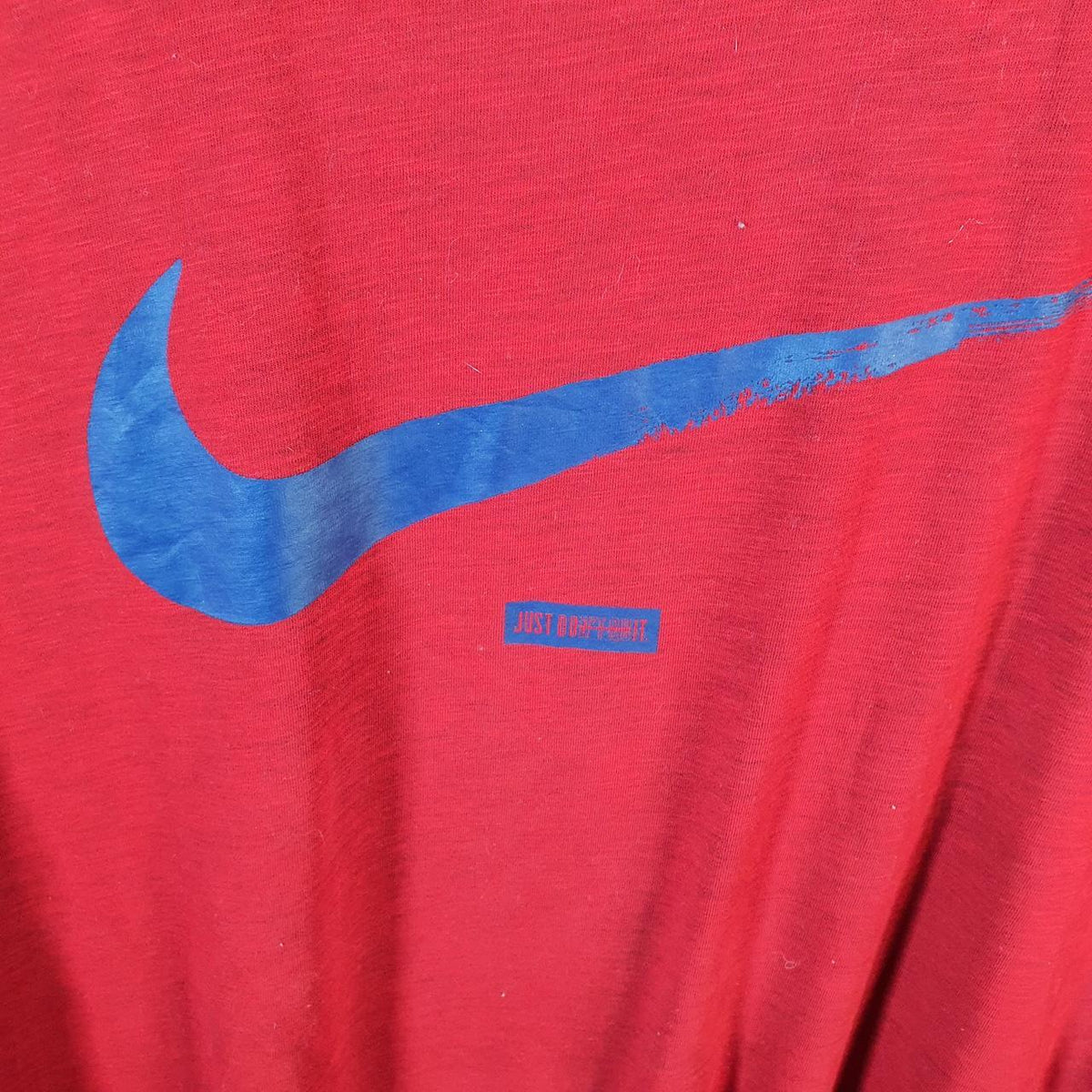Vintage Nike Just Do It Dri Fit Graphic Spellout T Shirt Men’s XL Red Swoosh Athletic