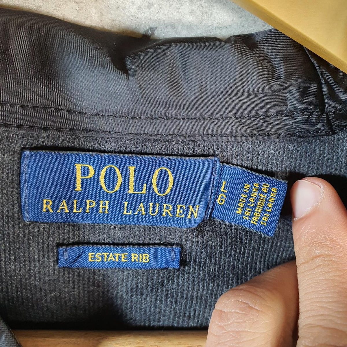 Vintage Ralph Lauren Polo Hoodie Men’s Large Grey Full Zip Estate Rib Pony C8853