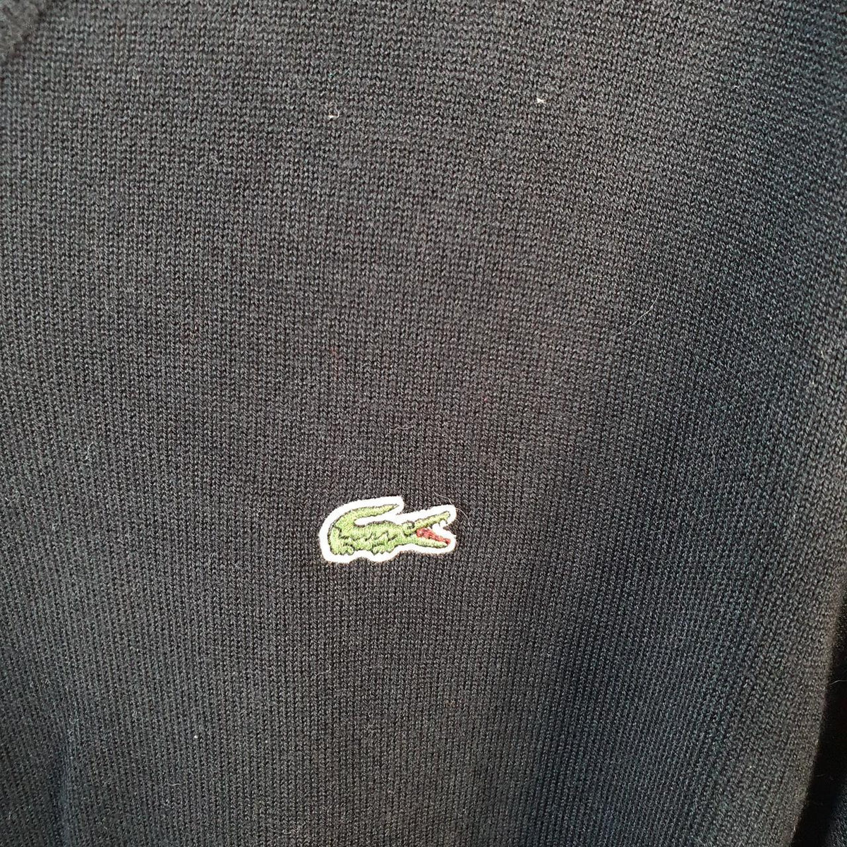 Vintage Lacoste Sweatshirt Men’s Medium Black Pullover Logo Y2K Jumper Logo