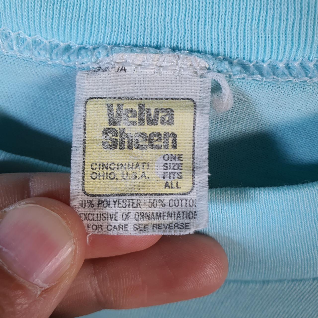 Vintage Velva Sheen Glen Spey Bear Graphic USA Single Stitch T Shirt Men’s Large Blue