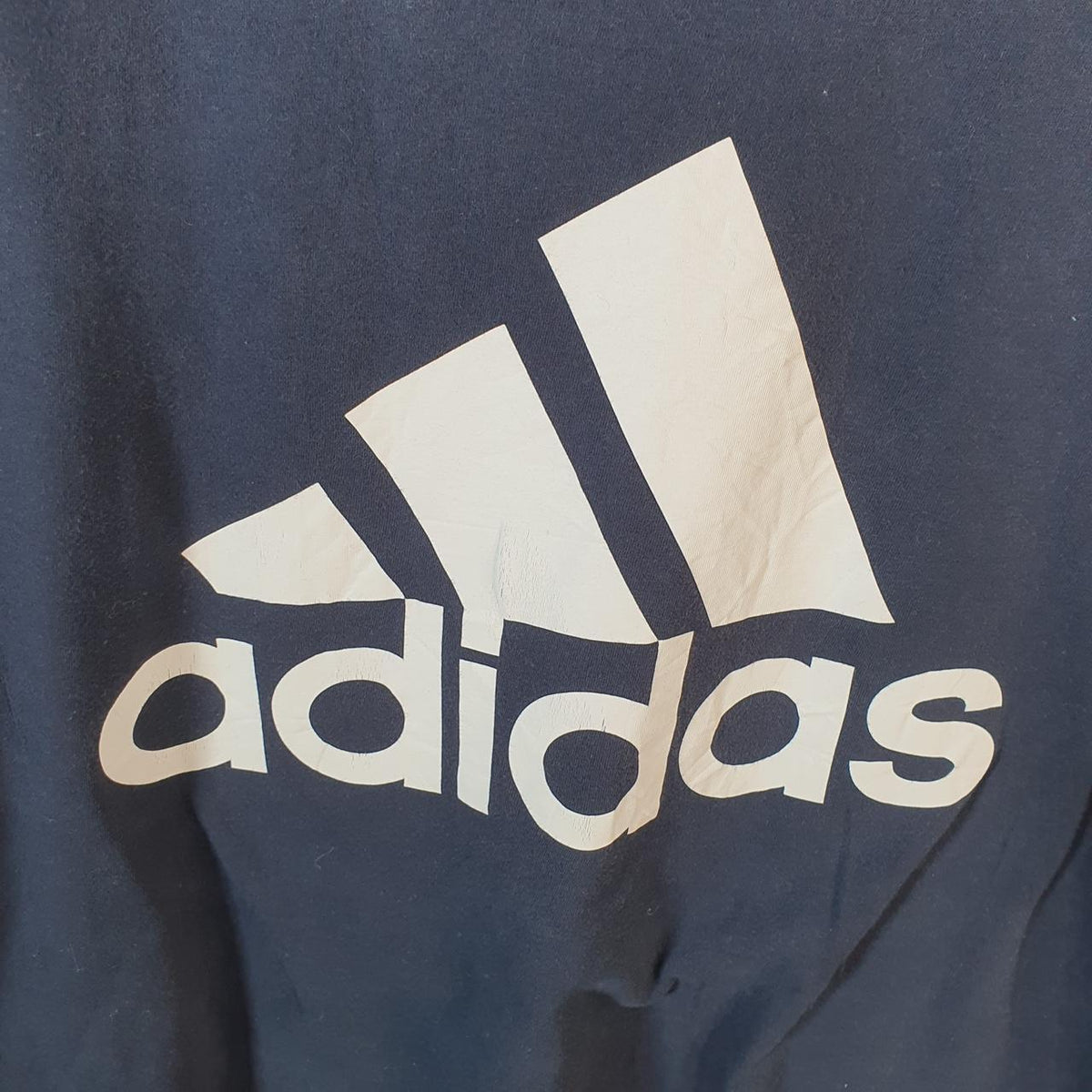 Vintage Adidas Amplifier T Shirt Men’s Large Navy Blue Three Stripes Logo Athletic