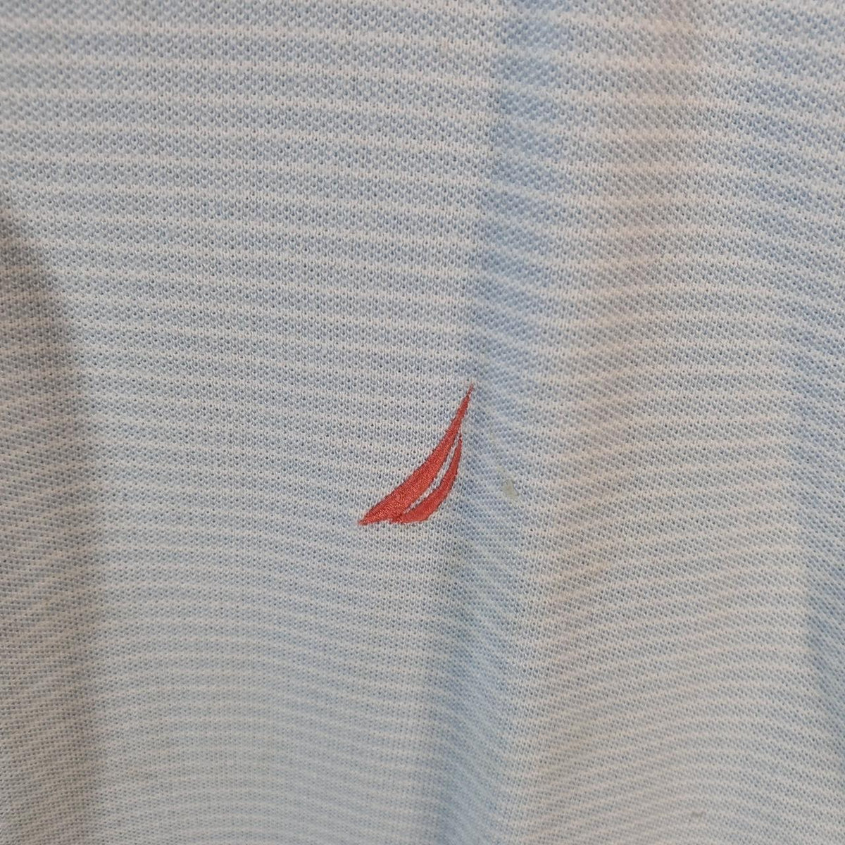 Vintage Nautica Polo Shirt Men’s Medium Striped Blue Regular Fit Embroidered Logo