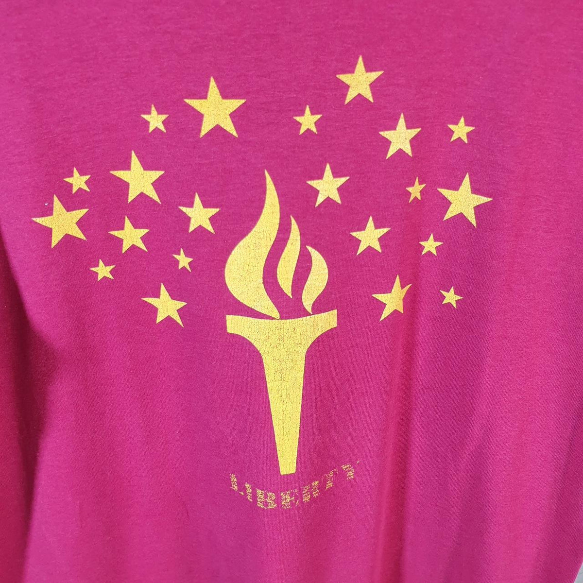 Vintage Fruit of the Loom Liberty Education USA 90s Single Stitch T Shirt Men’s Medium Pink C8965