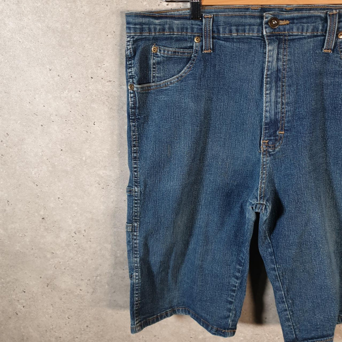 Vintage Dickies Baggy Denim Jean Shorts Jorts Cargo Mens W38 Blue Loose Fit