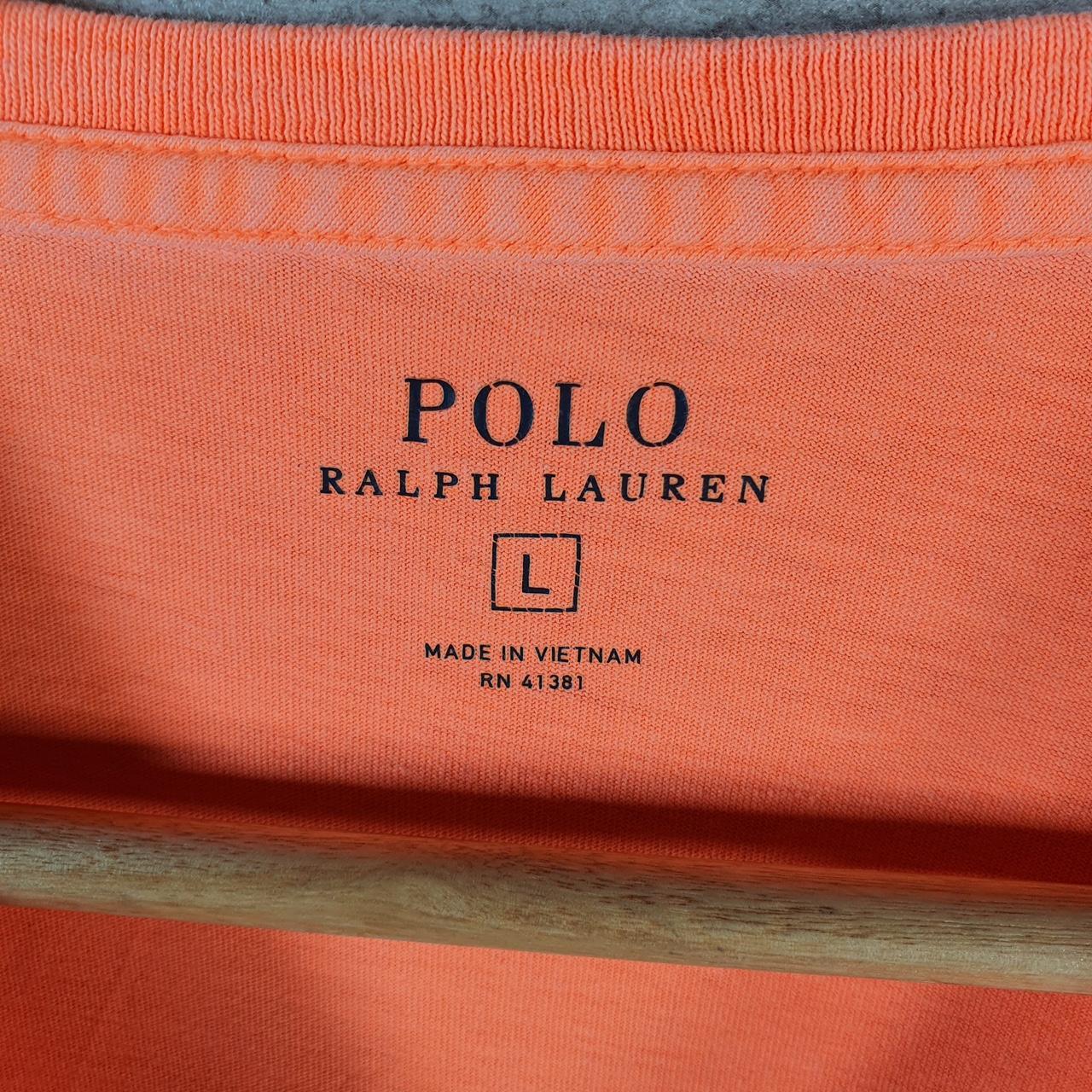 Vintage Ralph Lauren Polo Sport T Shirt Men’s Large Orange Classic Fit Embroidered Pony C8633
