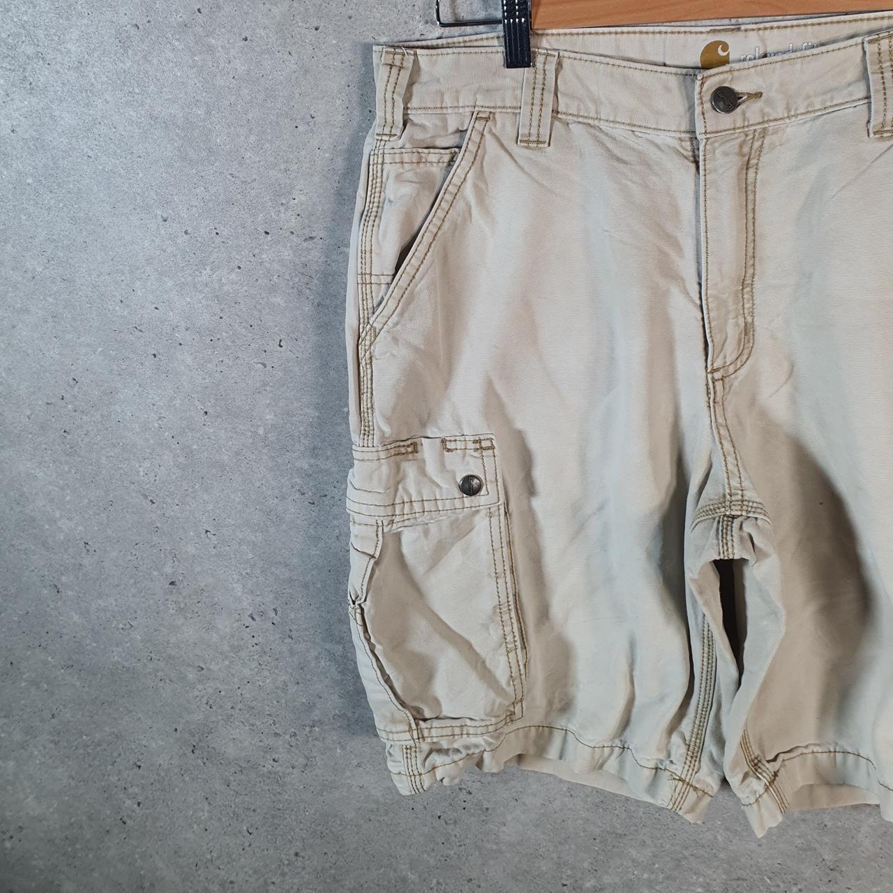 Vintage Carhartt Baggy Carpenter Shorts Jorts Cargo Men’s W34 Beige Relaxed Fit Workwear Big Fish Vintage