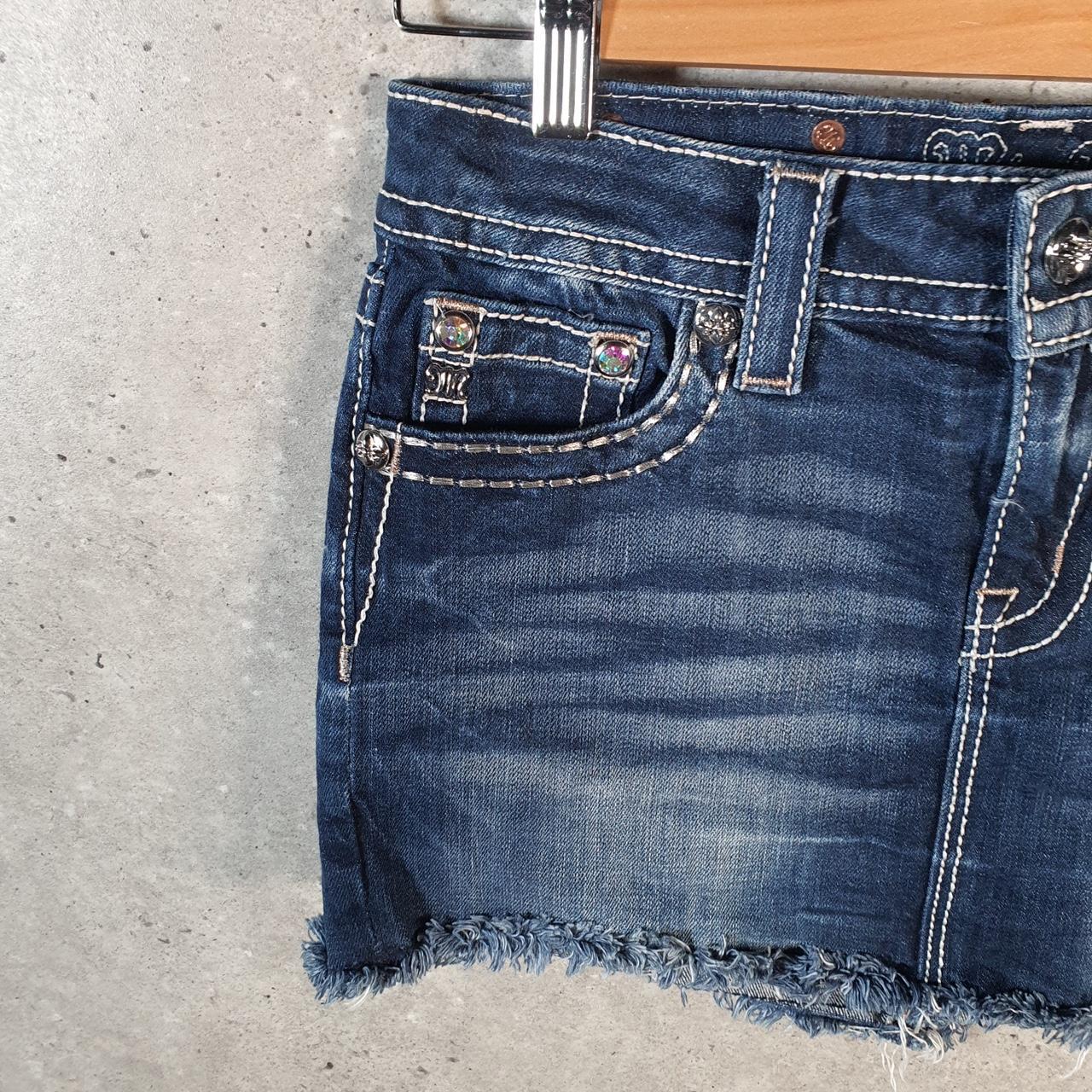 Vintage Miss Me Baggy Y2K Hip Hop Jeans Shorts Jorts Womens W27 Blue Denim Low Rise