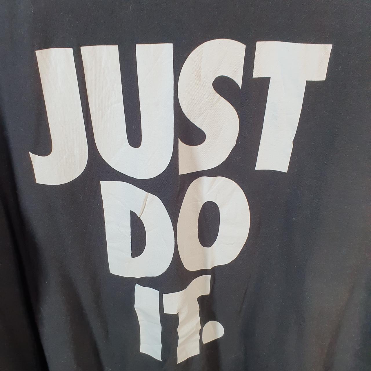 Vintage Nike Just Do It Spellout T Shirt Men’s XL Bladk Logo Swoosh Athletic