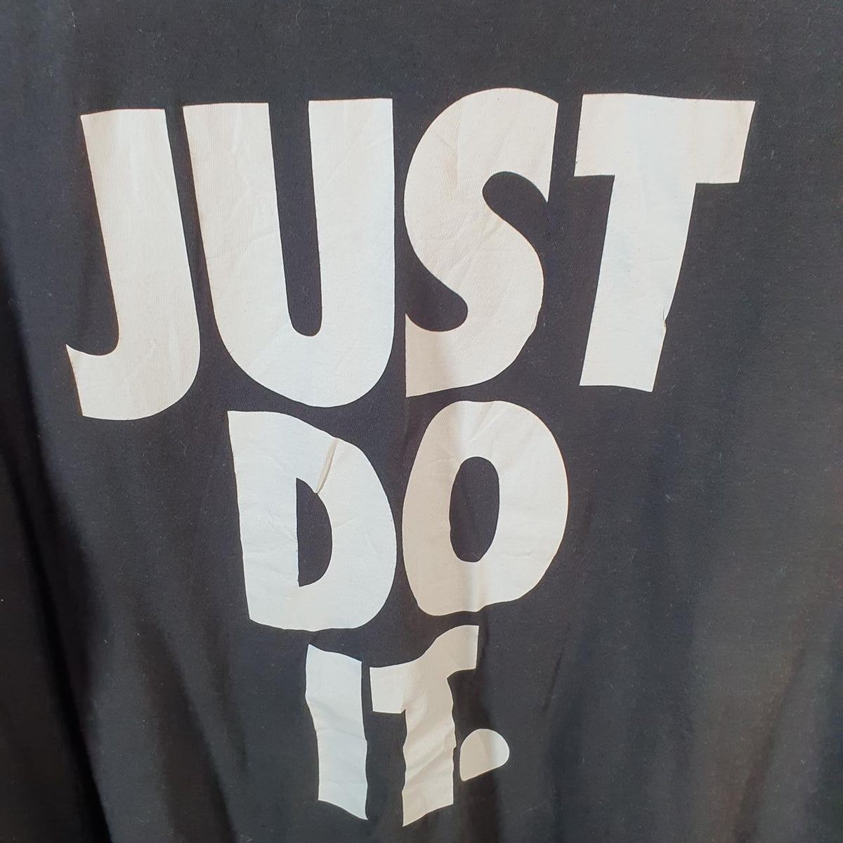 Vintage Nike Just Do It Spellout T Shirt Men’s XL Bladk Logo Swoosh Athletic