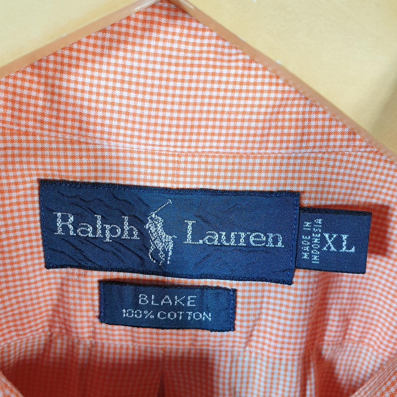Vintage Ralph Lauren Button Down Shirt Men’s XL Checkered Orange Blake Fit Pony