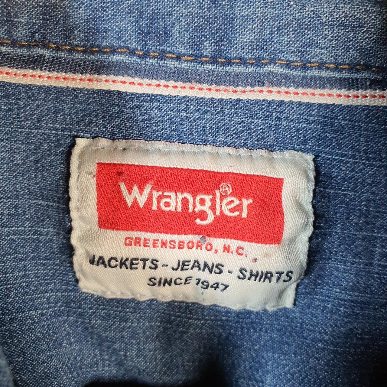Vintage Wrangler Denim Jean Trucker Shirt Mens Large Blue Button