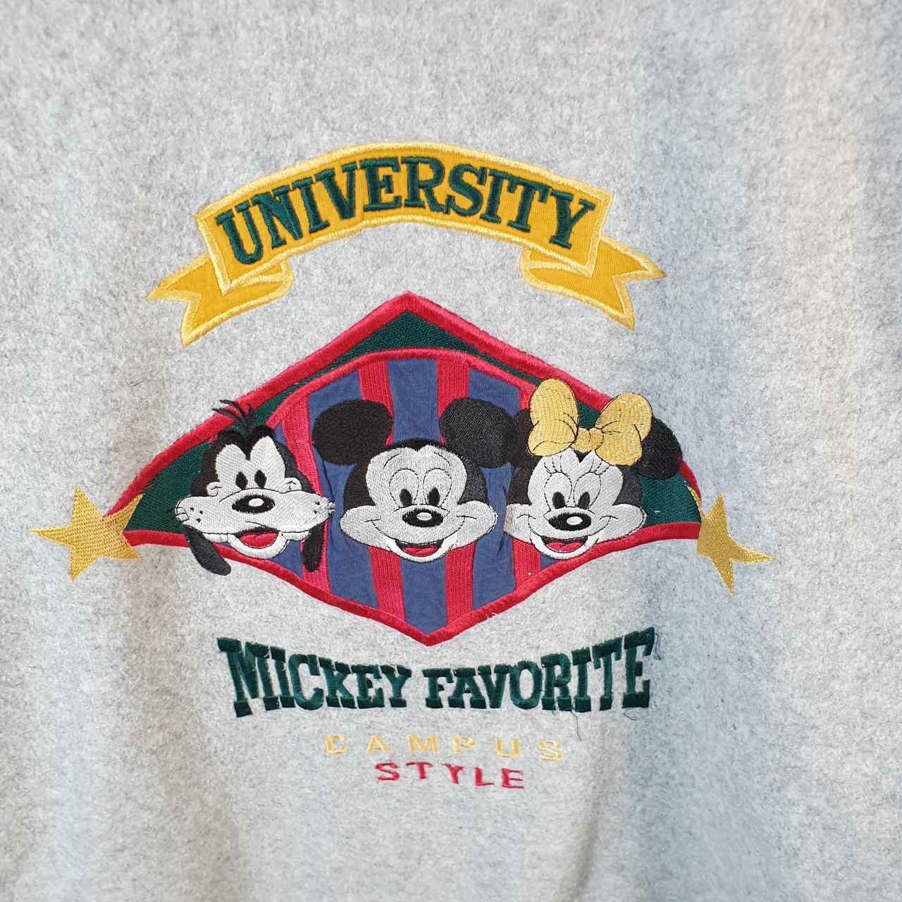 Disney Mickey Mouse Fleece Pullover Sweatshirt Womens Large Grey Embroidered Logo