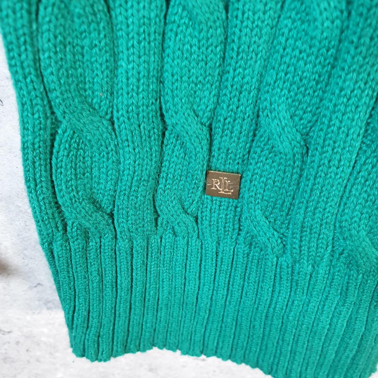 Vintage Ralph Lauren Polo Cable Knit Sweatshirt Womens XS Green Pony