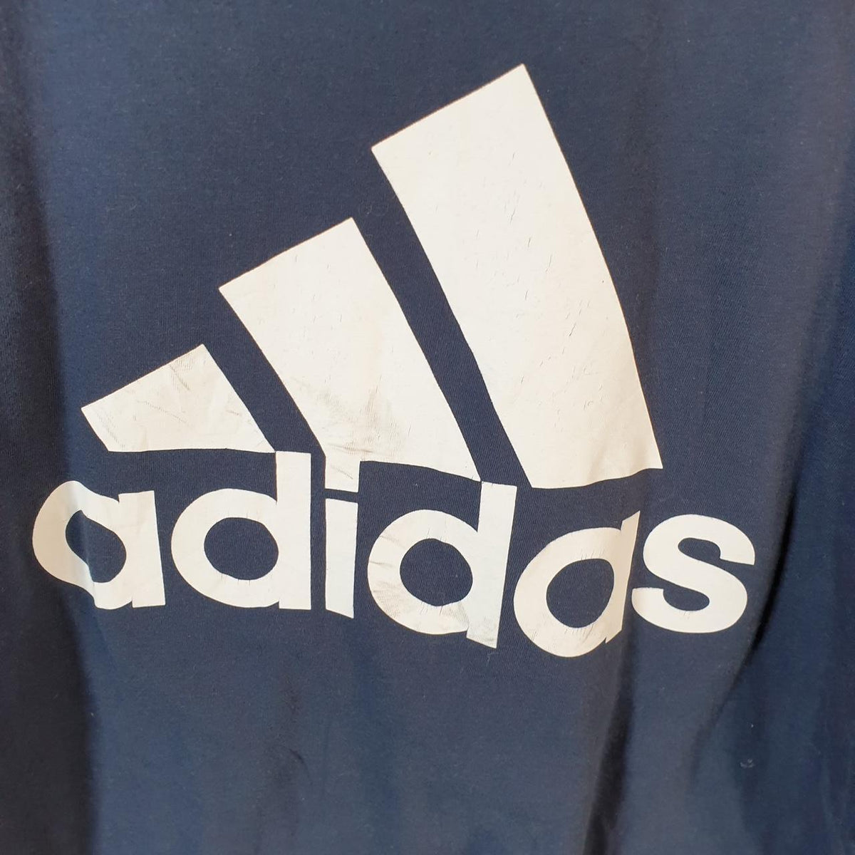 Vintage Adidas Golf T Shirt Men’s Medium Navy Blue Three Stripes Logo Athletic