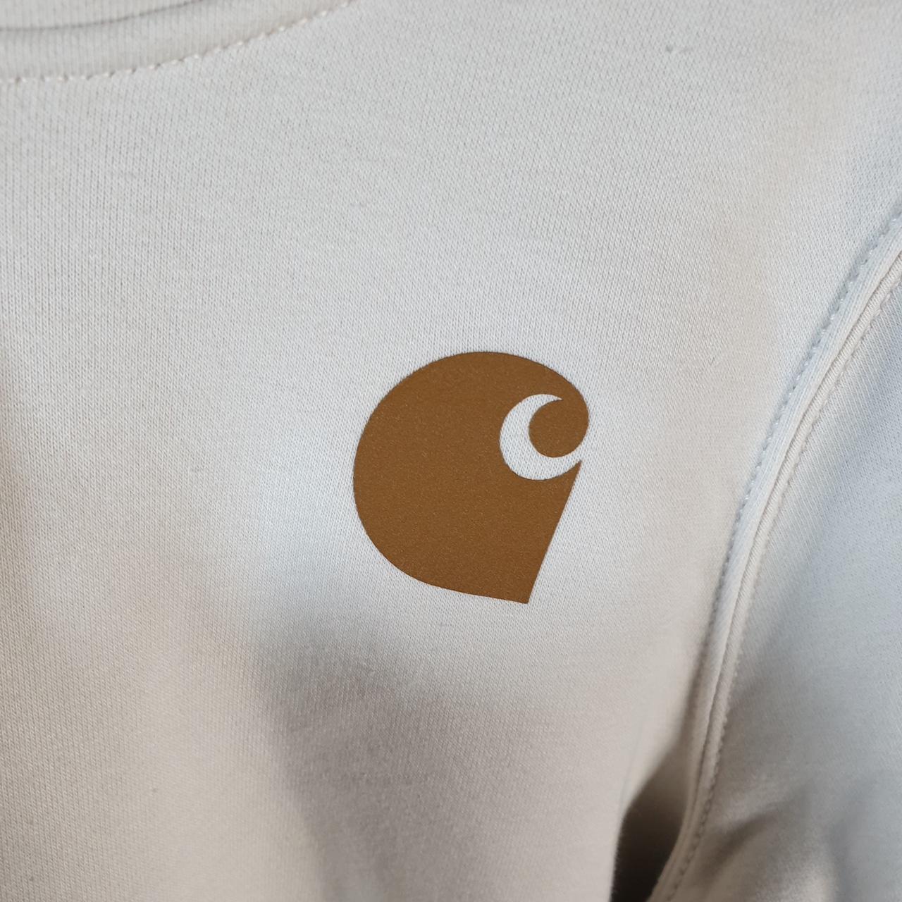 Vintage Carhartt Hoodie Womens Small White Pullover Blank USA Relaxed Fit