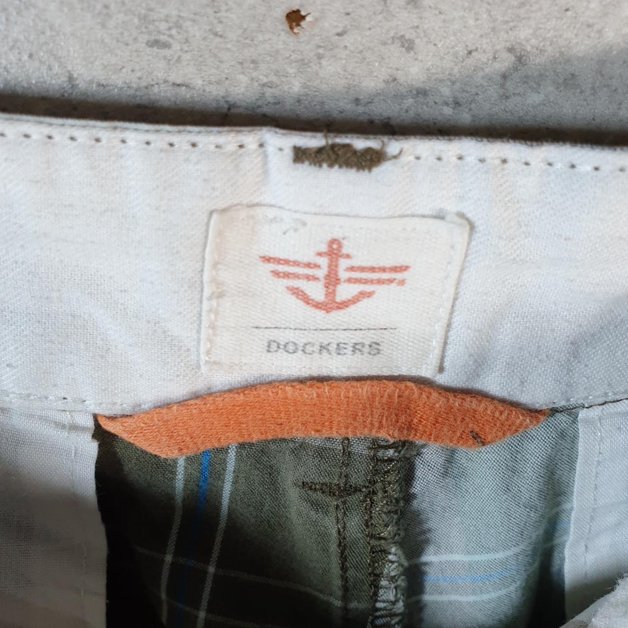 Vintage Dockers Chino Shorts Jorts Cargo Men’s W33 Green Checkered Baggy Cotton