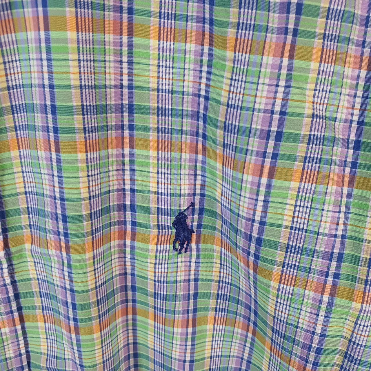 Vintage Ralph Lauren Button Down Shirt Men’s Large Blue Checkered Classic Fit Cotton Pony Big Fish Vintage