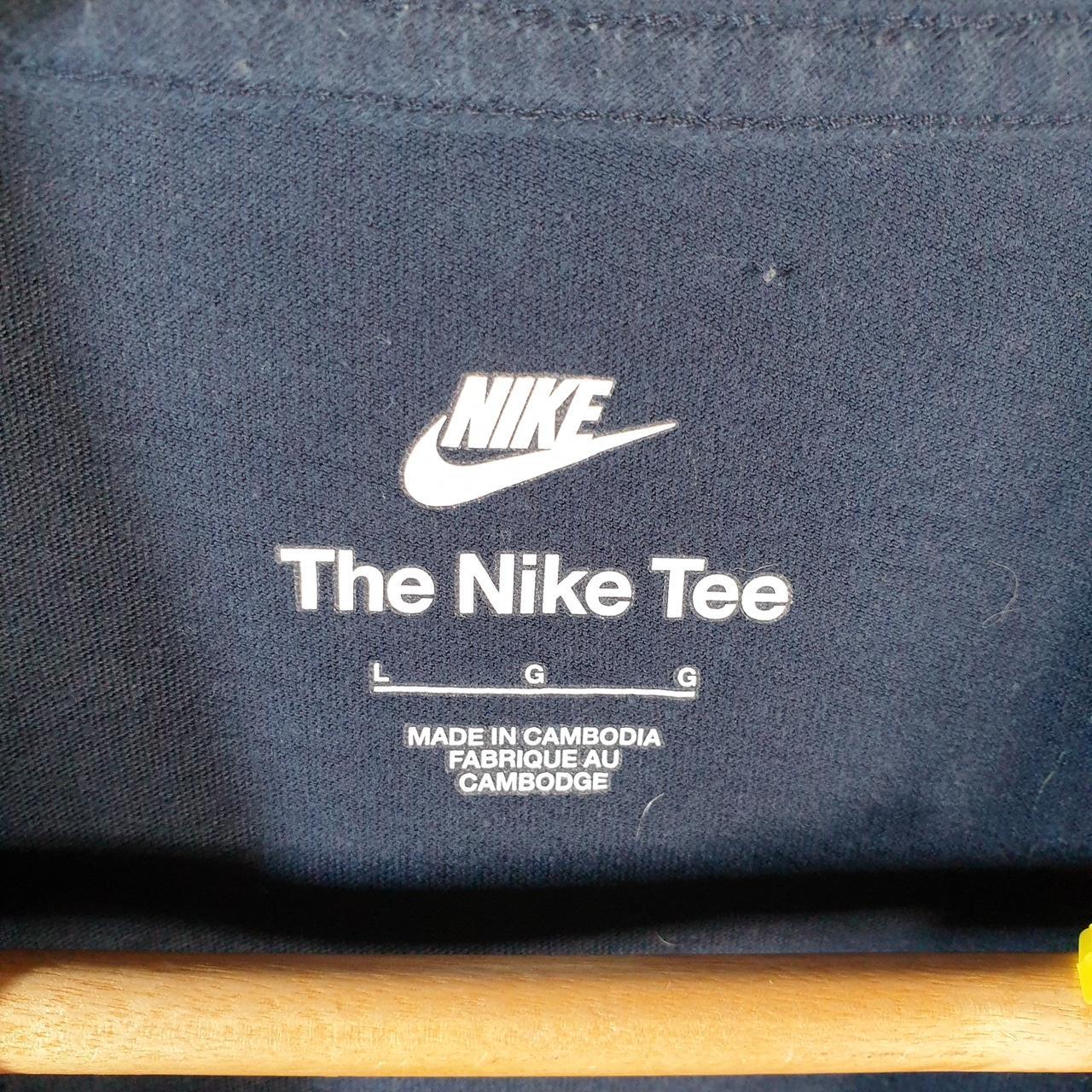 Vintage Nike T Shirt Men’s Large Blue Printed Single Swoosh Logo Athletic C8243