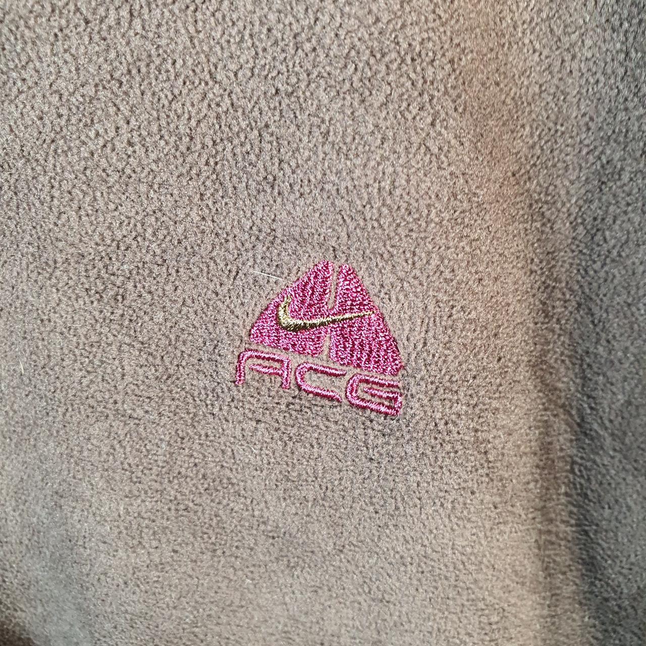 Vintage Nike ACG Fleece 1/4 Zip Sweatshirt Womens XL Brown Fluffy Teddy Logo Swoosh