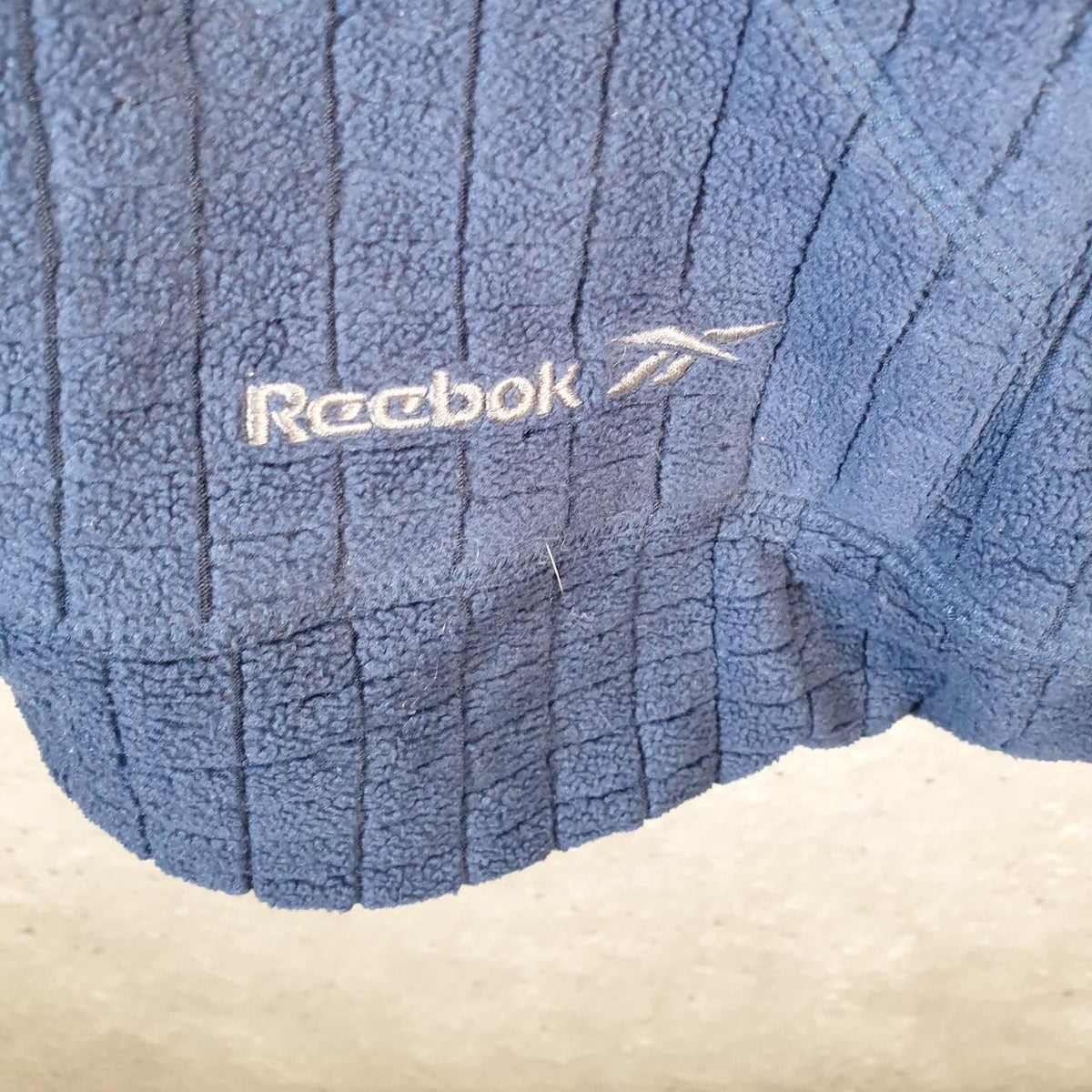 Vintage Reebok 90s 1/4 Zip Fleece Sweatshirt Pullover Mens XL Blue Embroidered Logo