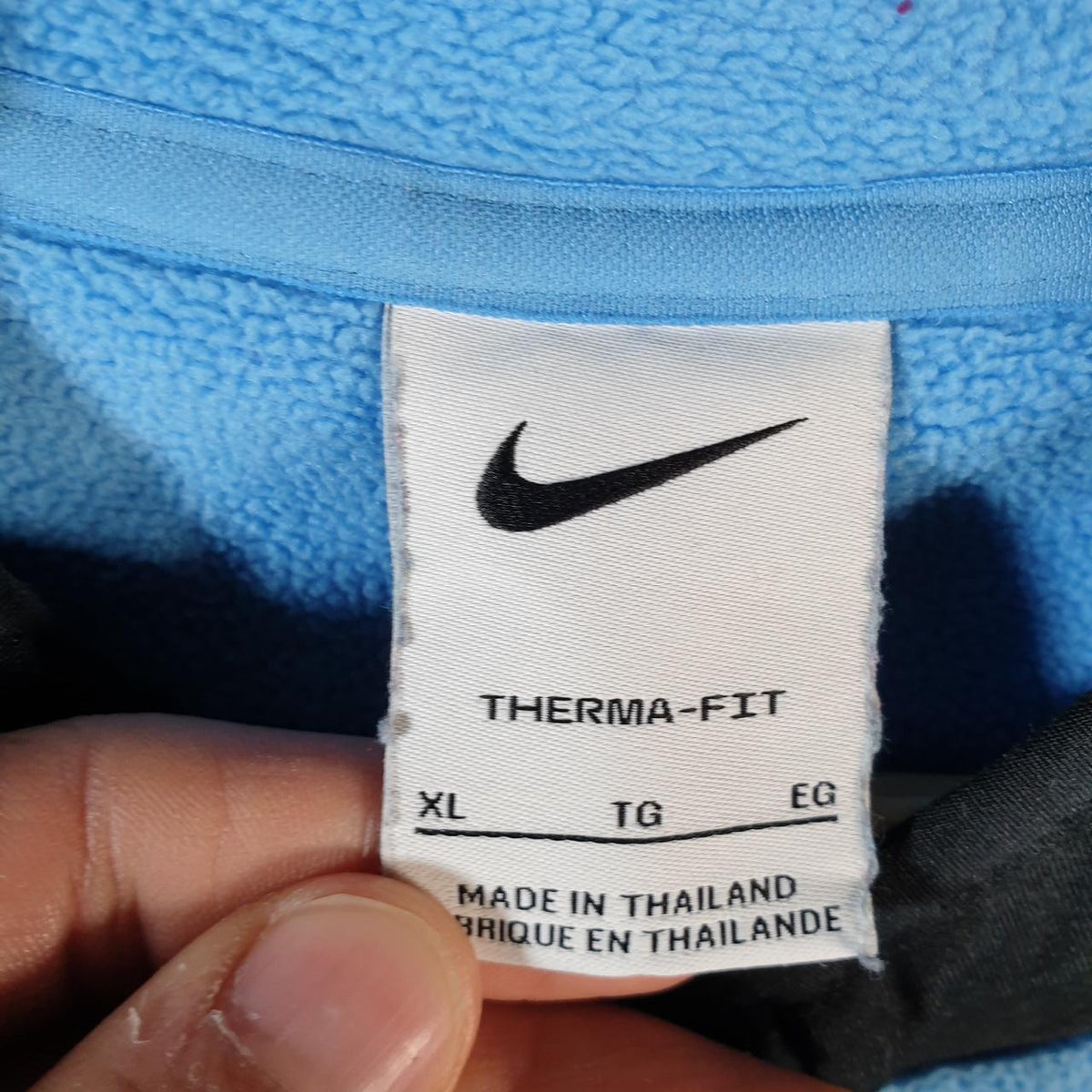 Vintage Nike Therma fit Fleece Sweatshirt Men’s XL 1/4 Zip Blue Swoosh Y2K Pullover