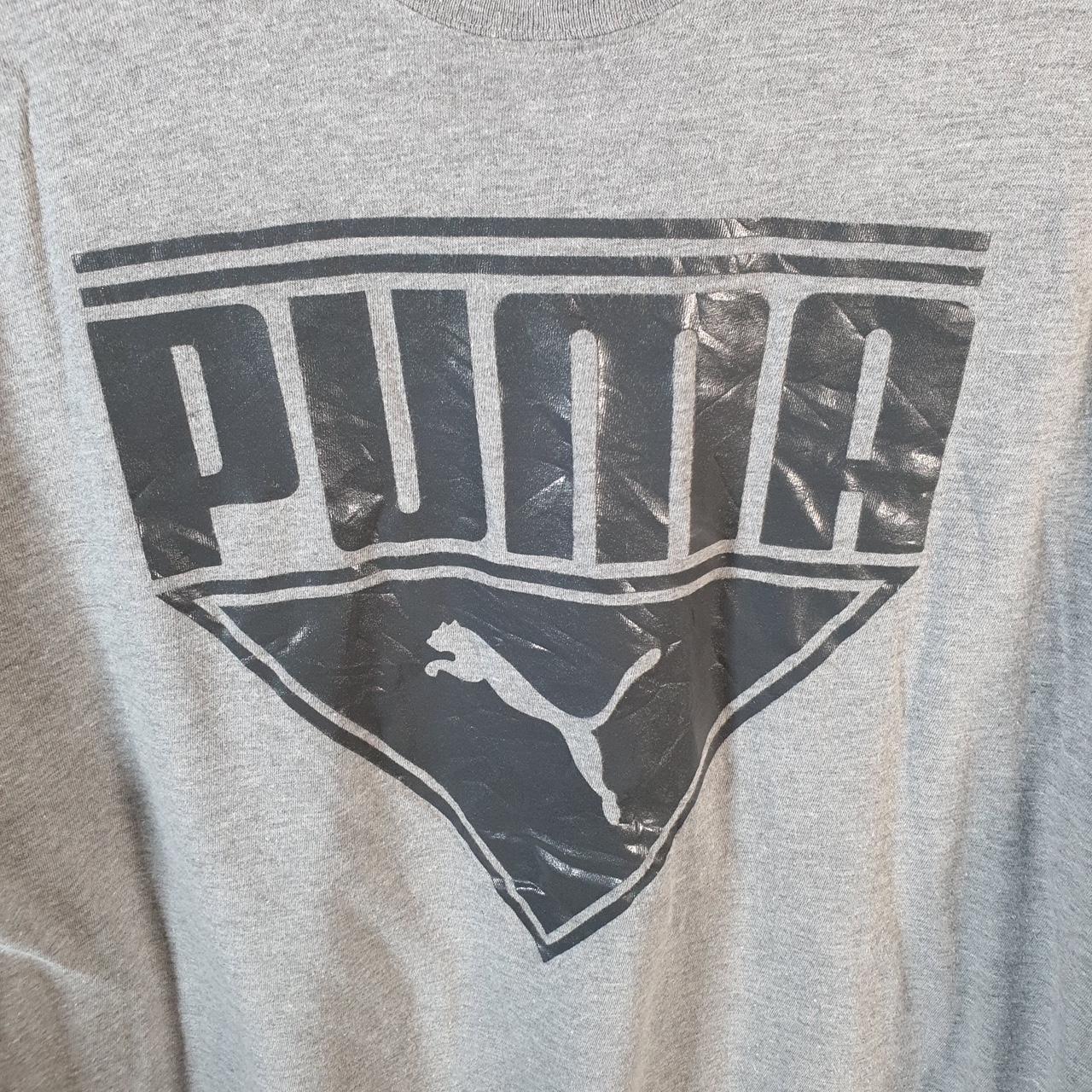 Vintage Puma Spellout T Shirt Men’s XL Grey Logo Athletic Casual