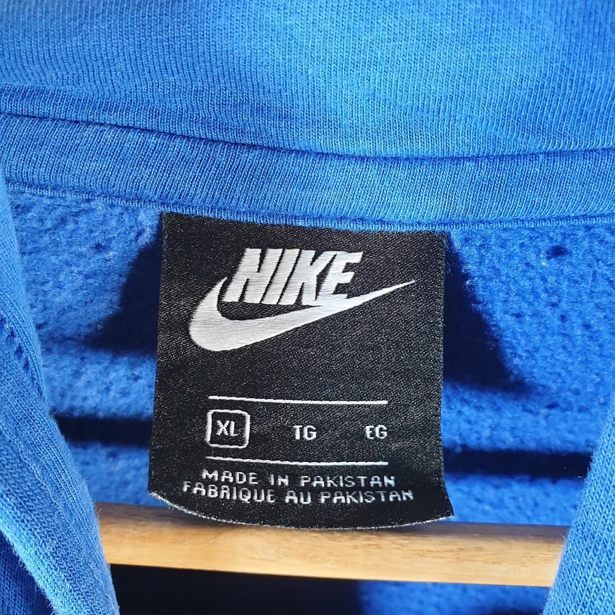 Vintage Nike Club Embroidered Hoodie Men’s XL Blue Swoosh Y2K Pullover