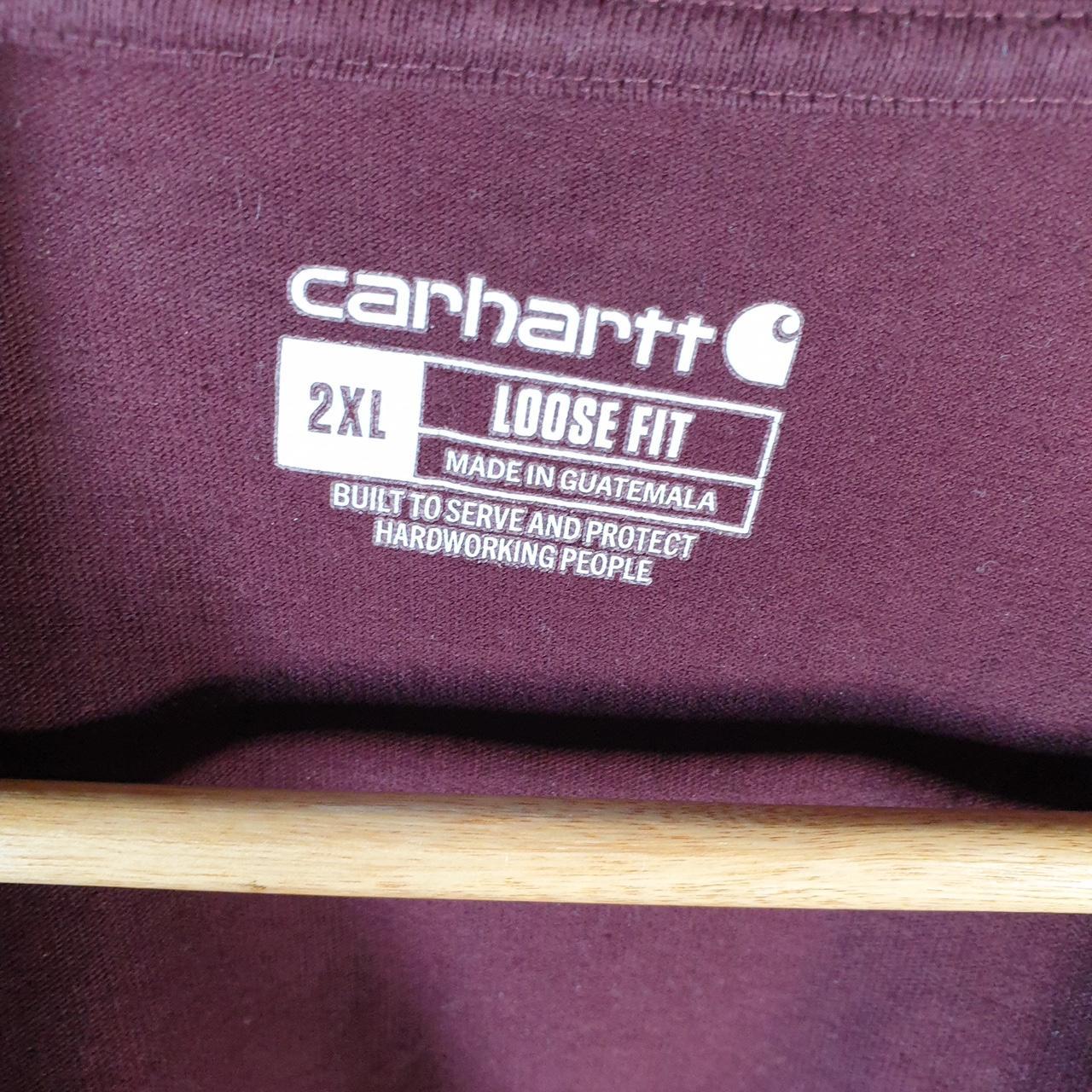 Vintage Carhartt Pocket T Shirt Men’s 2XL Burgundy Red Workwear Chore Utility Loose Fit C9316