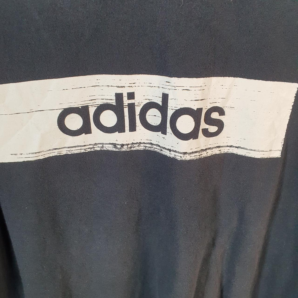 Vintage Adidas Spellout T Shirt Men’s XL Black Three Stripes Logo Athletic