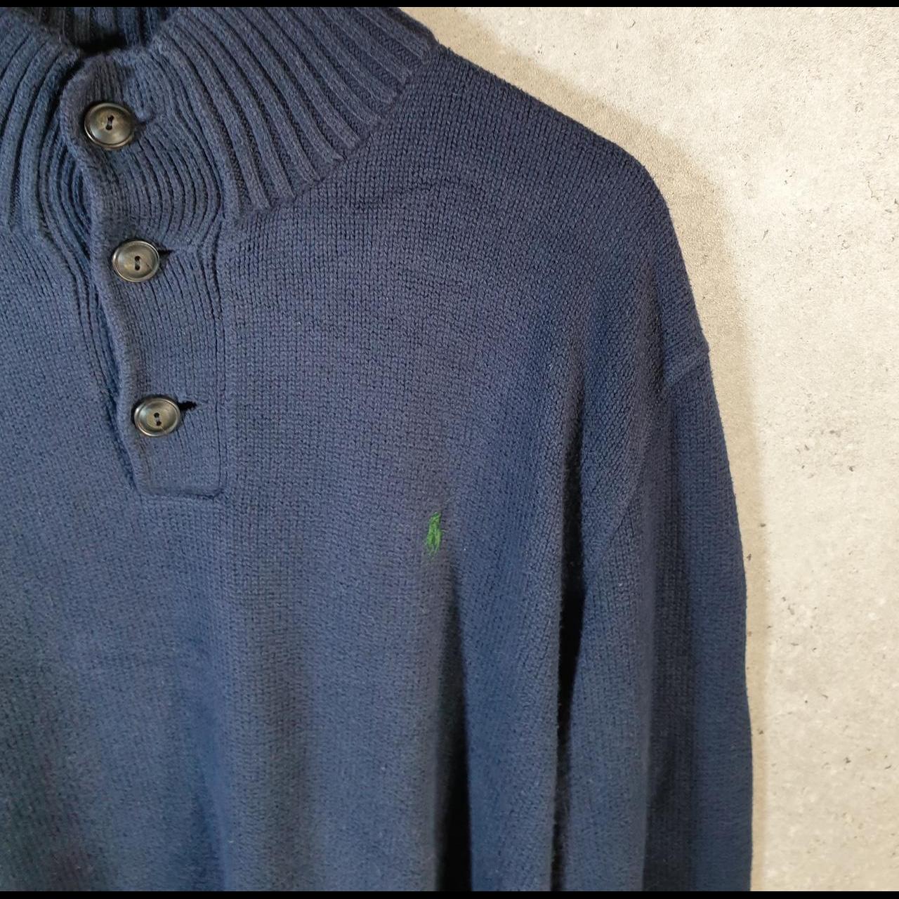 Vintage Ralph Lauren Polo 1/4 Button Sweatshirt Men’s Large Navy Blue Cotton Pullover Pony