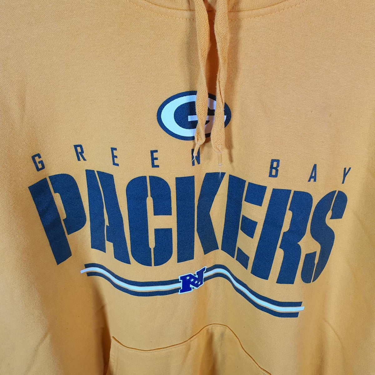Vintage NFL Green Bay Packers Hoodie Mens 2XL Yellow Pullover USA Pro Sport