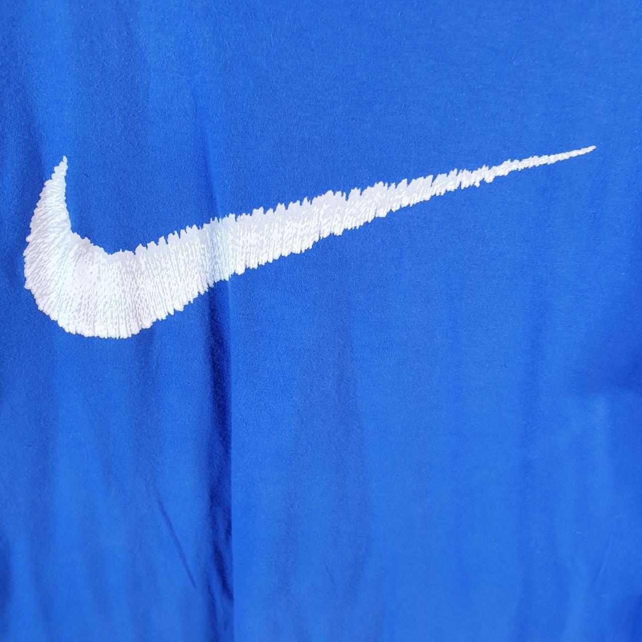 Vintage Nike Club Spellout T Shirt Men’s Large Blue Logo Swoosh Athletic