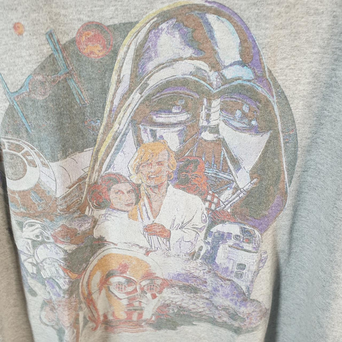 Vintage Star Wars Darth Vader T Shirt Men’s Medium Grey Logo Graphic Spellout