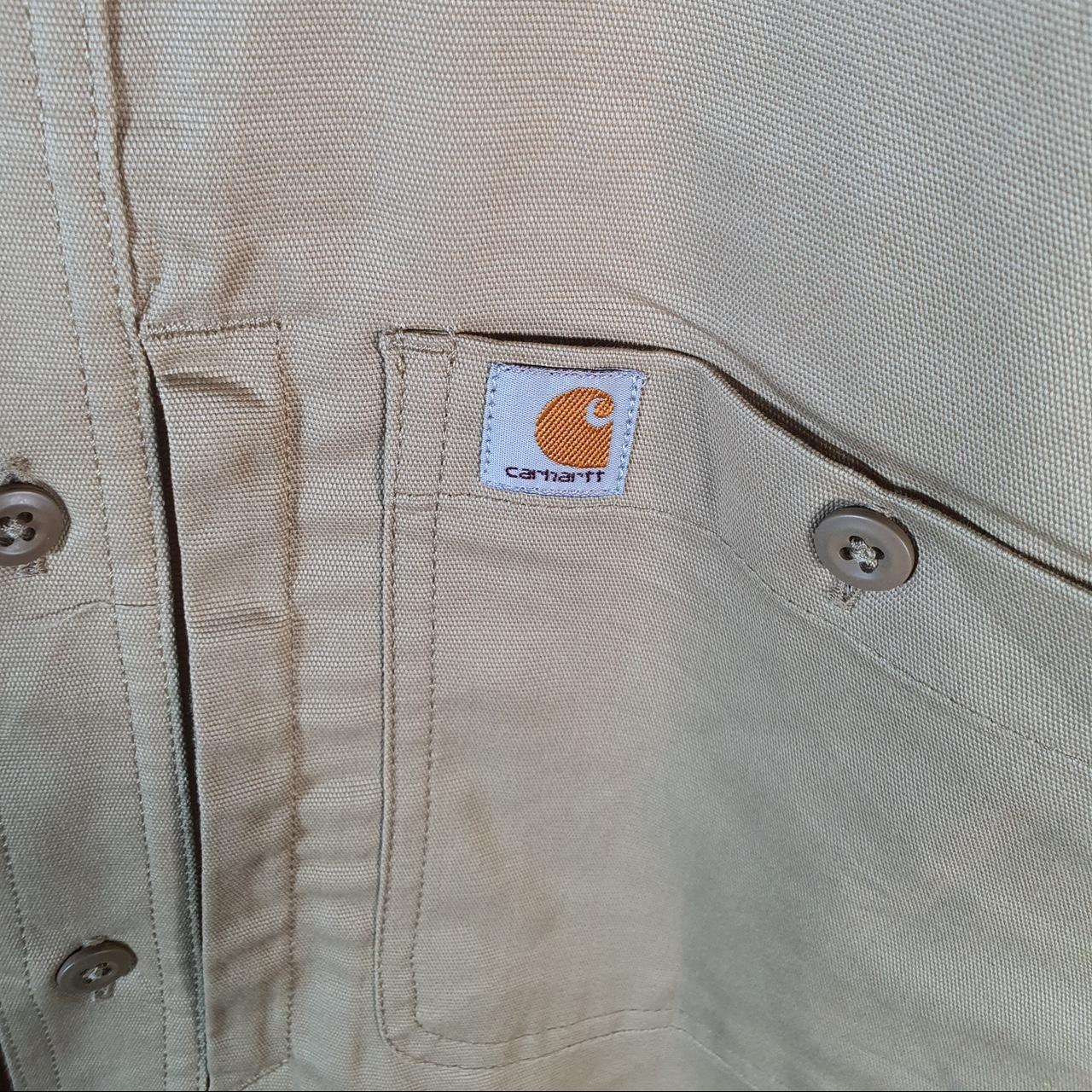 Vintage Carhartt Shirt Button Down Mens Large Brown Long Sleeve Relaxed Fit