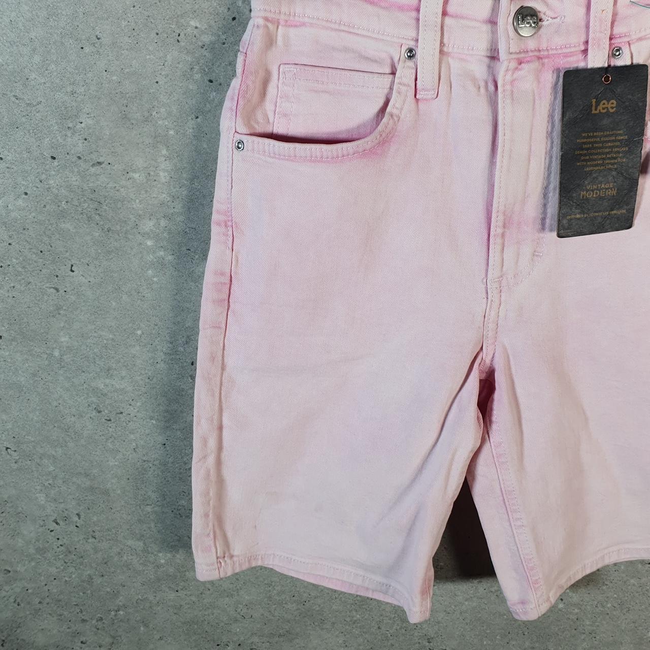 Vintage Lee Baggy Shorts Jorts Cargo Womens W26 Pink Denim Relaxed Cargo