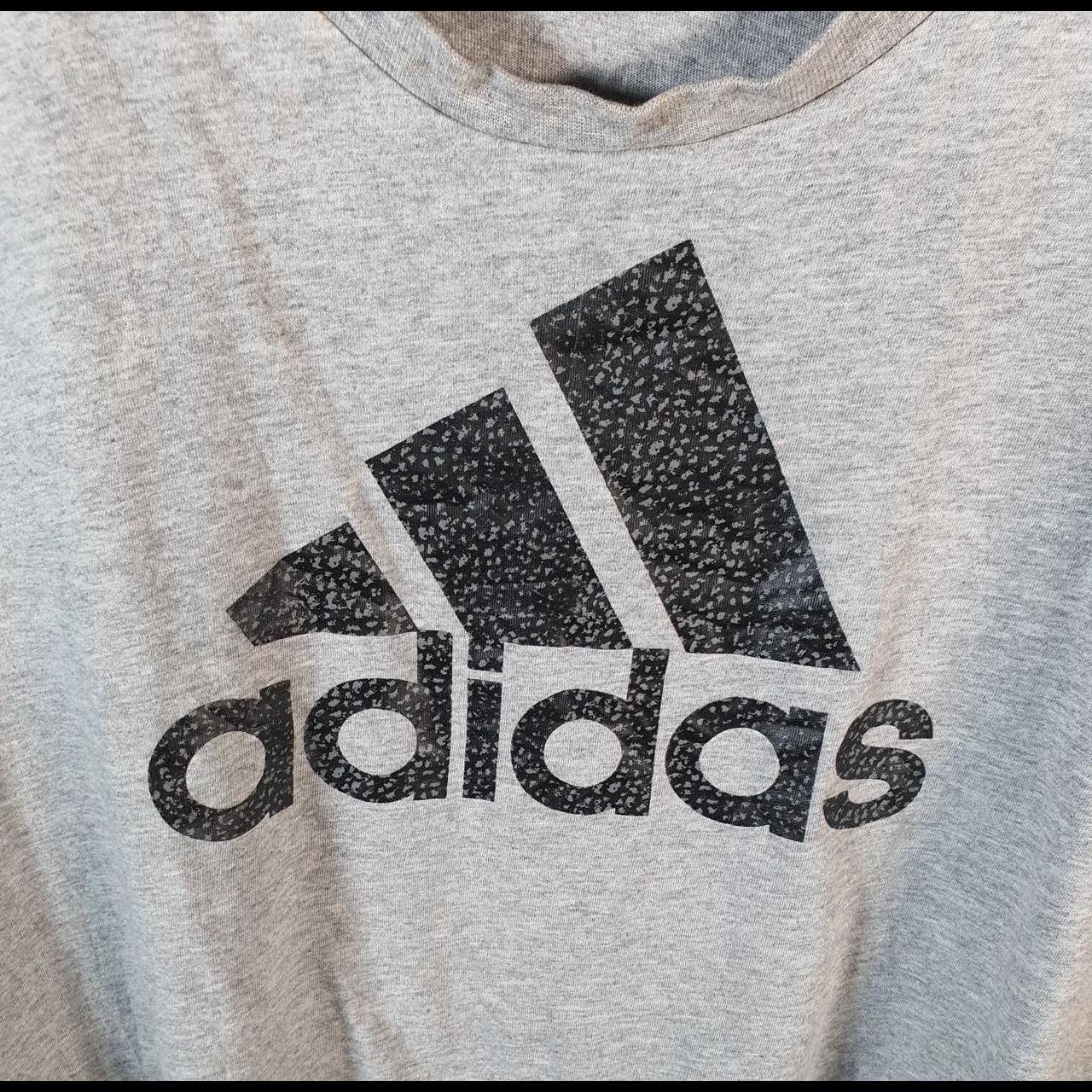 Vintage Adidas Spellout T Shirt Men’s 2XL Grey Three Stripes Logo Athletic