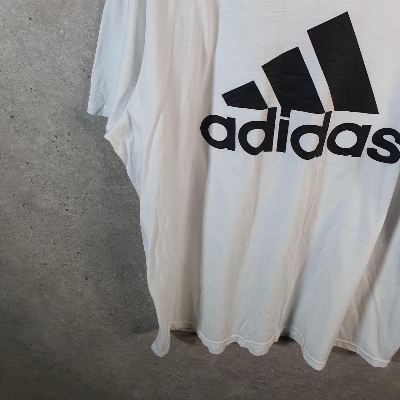 Vintage Adidas Go To Performance Tee T Shirt Men’s 2XL White Three Stripes Logo