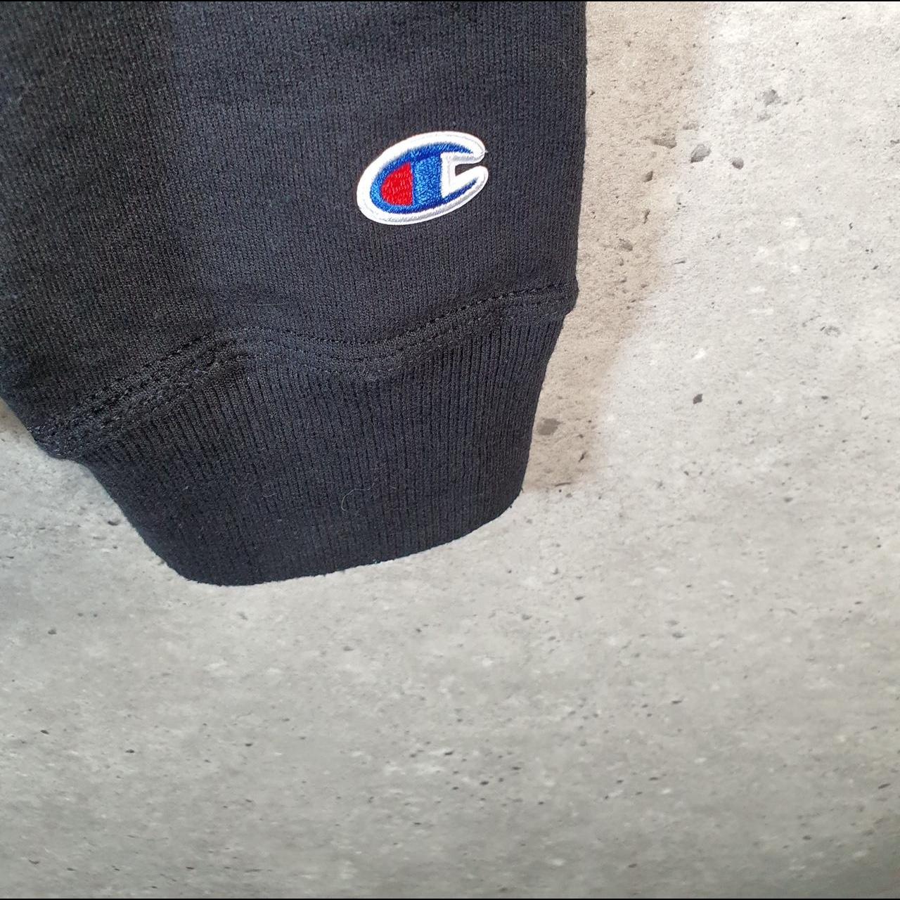 Vintage Champion Hoodie Men’s Medium Black USA Pullover Spellout Logo