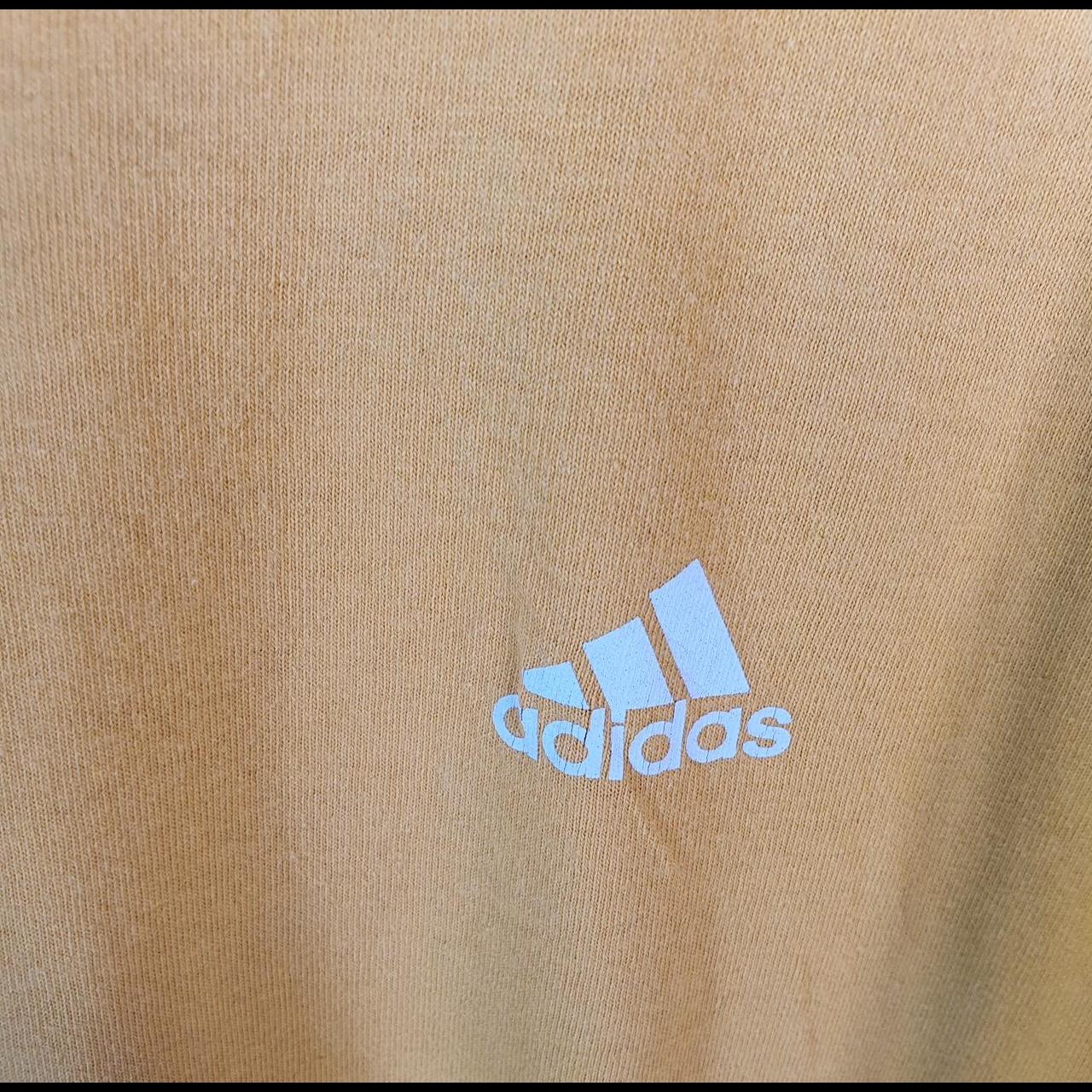 Vintage Adidas Spellout T Shirt Mens Large Yellow Three Stripes Logo Athletic