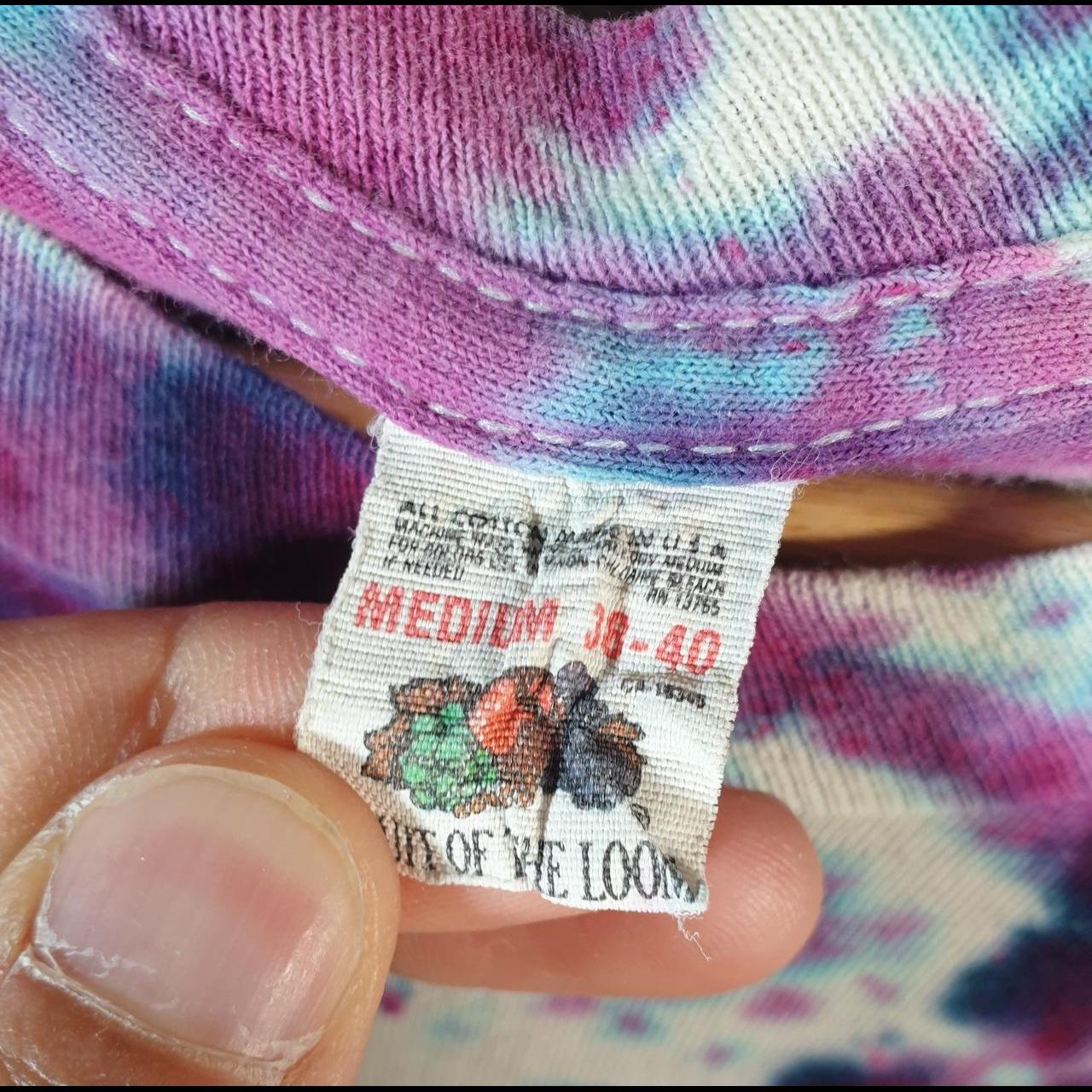 Vintage Fruit of the Loom Tie Dye 90s USA Single Stitch T Shirt Men’s Medium Purple Slim Fit