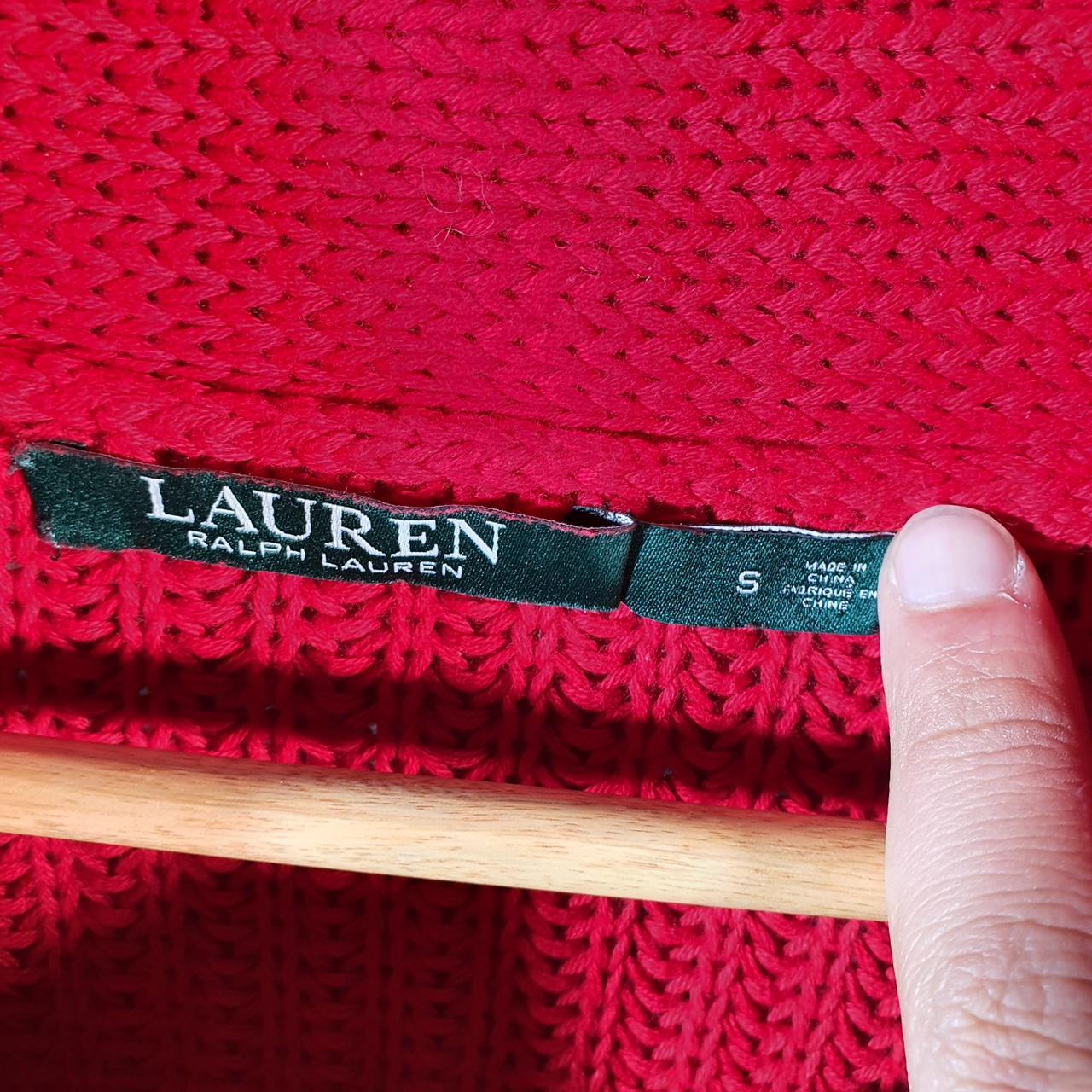 Vintage Ralph Lauren Polo Knit Sweater Womens Small Red Cotton Pullover