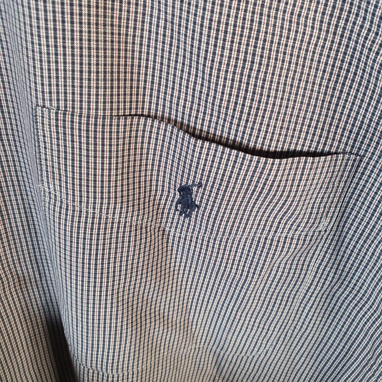 Vintage Ralph Lauren Button Down Shirt Men’s Medium Grey Crane Checkered Cotton Pony